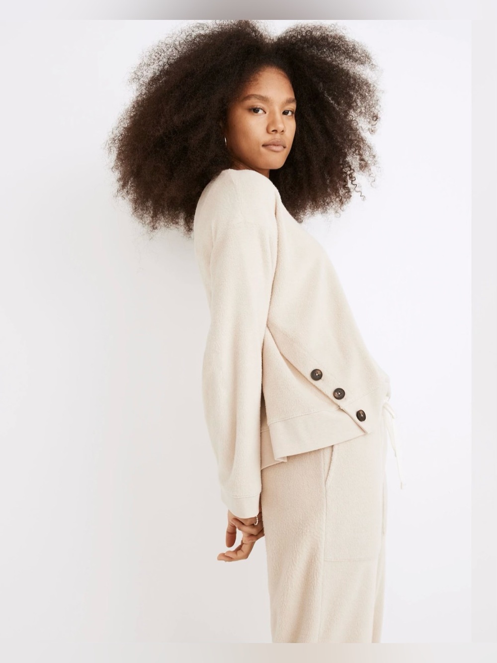 Madewell Brushed Side Button Relaxed Sweatshirt